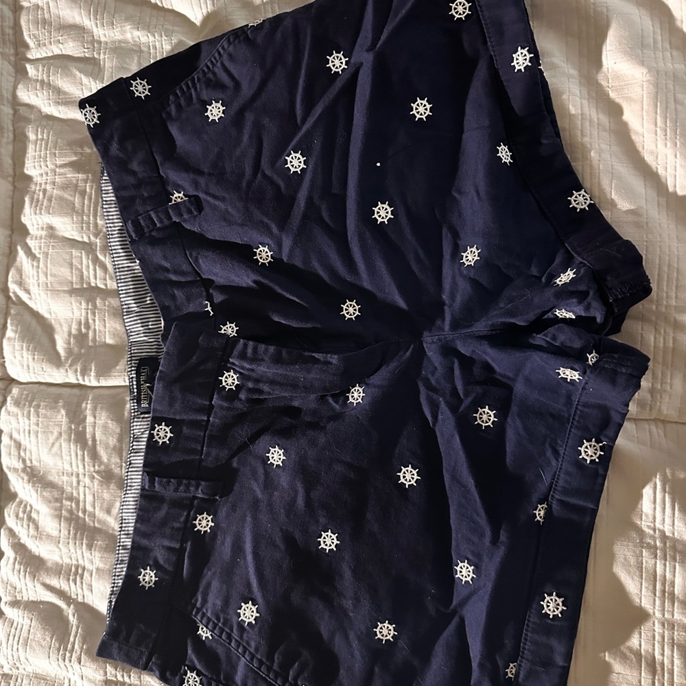 British Khaki Navy and White anchor pattern shorts
